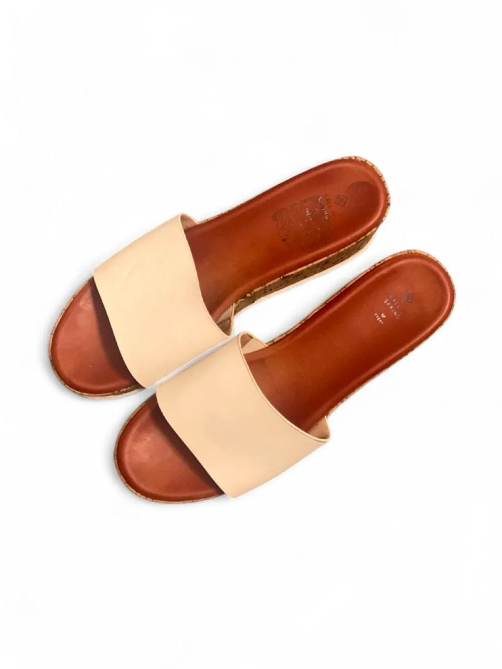 Women's Slide Platform Sandals in Blush and Tan